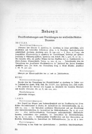 Anhang II Veröffentlichungen und Vorlesungen der wissenschaftlichen Beamten