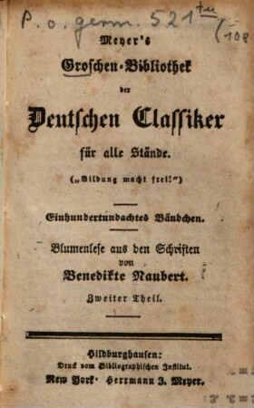 Blumenlese aus den Schriften von Benedikte Naubert, 2