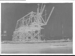 Durchstich Eltmann. Vorbau der eisernen Transportbrücke.