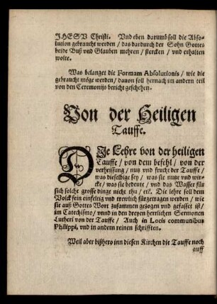 Von der Heiligen Tauffe.