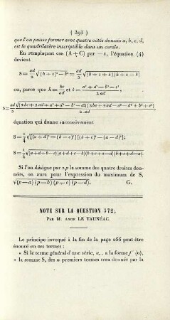 Note sur la question 572.