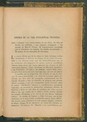 Crónica de la vida intelectual francesa