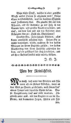 Von der Reinlichkeit.