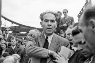 Protestkundgebung am 24. Juni 1948 auf dem Hertha Sportplatz im Bezirk Wedding zur Berlin-Blockade