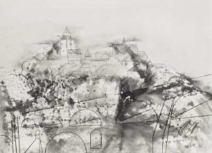 Konstruktive Landschaft mit Aquädukt vor Stadt