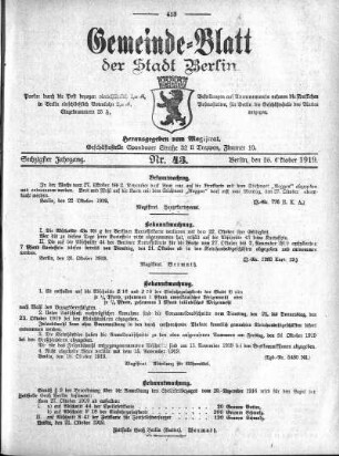 1919,43: Nr. 43, 26. Oktober 1919