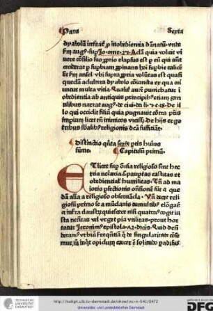 Et licet super omnina religioso sint hec tria neccesaria scilicet paupertas, castitas et obedientialis humilitas.