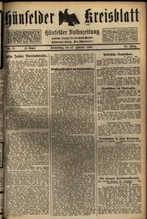Zweite Ausgabe vom Donnerstag, den 27. Februar 1930.