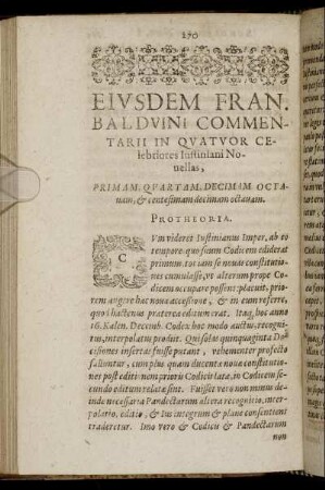 Fran. Balduini Commentarii In Quatuor Celebriores Iustiniani Novellas