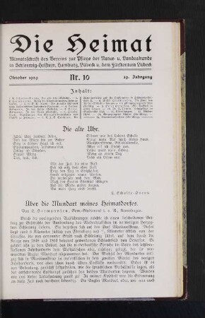 Oktober 1929, Nr. 10, 39. Jahrgang