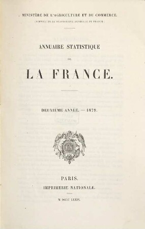 Annuaire statistique de la France. 2. 1879