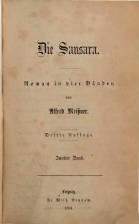 Die Sansara : Roman in 4 Bänden von Alfred Meissner. 2