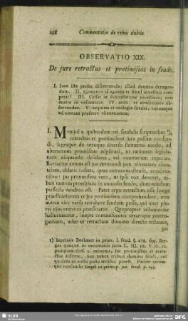Observatio XIX. De jure retractus et protimiseos in feudo
