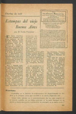 Estampas del viejo Buenos Aires : Charlas de café