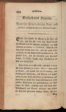 Siebzehntes Kapitel. Traurige Folgen später Reue und eines aufgewachten Gewissens.