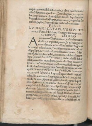 Lvciani Cataplvs Sive Tyrannus, Petro Mosellano Protegensi interprete.