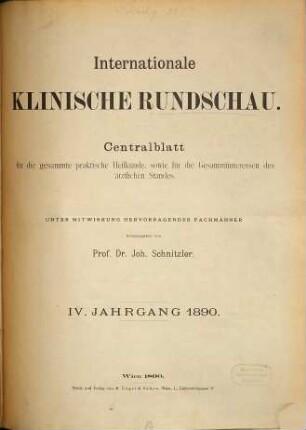 Internationale klinische Rundschau. 4. 1890