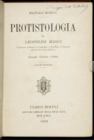 Protistologia : Con 93 Incisioni