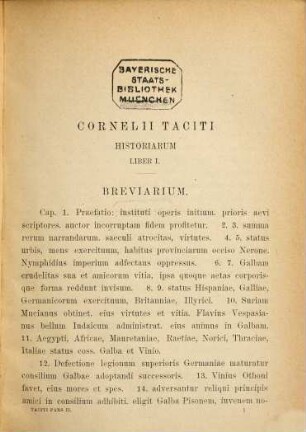 Cornelii Taciti opera quae supersunt : recensuit Ioannes Müller, 2. Historias et opera minora continens