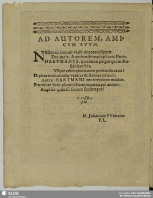 [Widmungsgedicht] Ad autorem