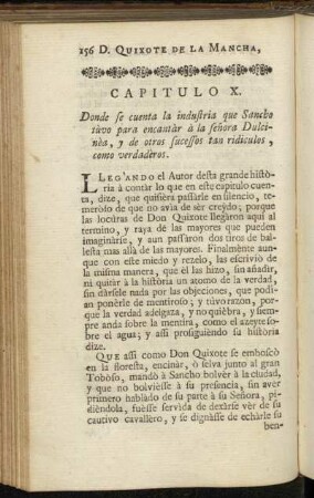 Capitulo X. Donde se cuenta la industria que Sancho tùvo para encantàr a la señora Dulcinèa, [...]