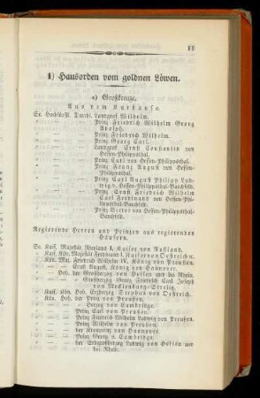 1) Hausorden vom goldnen Loewen.