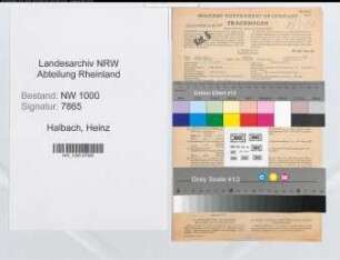 Entnazifizierung Heinz Halbach, geb. 01.07.1921 (Gerichtsreferendar)
