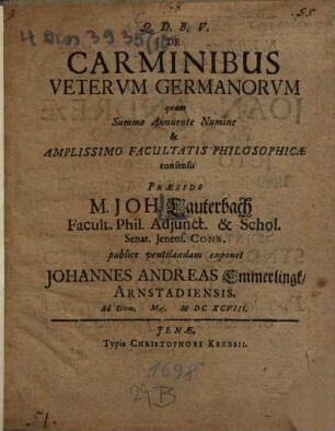 De carminibus veterum Germanorum