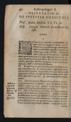 Disputatio II. De Iustitia Originali