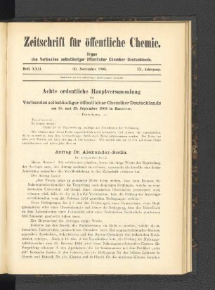 Heft XXII. 30. November 1903.
