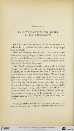 Chapitre XI. La revendication des sectes. II. Les protestants
