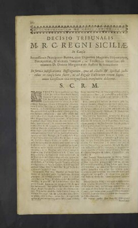Decisio Tribunalis M. R. C. Regni Siciliae