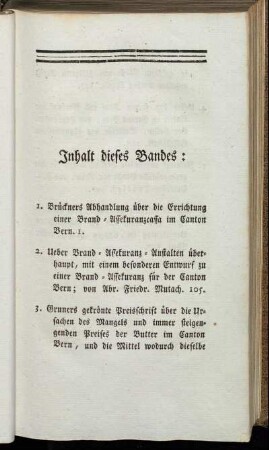 Inhalt dieses Bandes.
