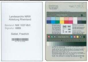 Entnazifizierung Friedrich Siebel , geb. 26.09.1898 (Baumeister)