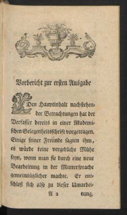 Vorbericht zur ersten Ausgabe