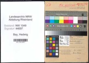 Entnazifizierung Hedwig Bay , geb. 30.05.1899 (Kindergaertnerin)
