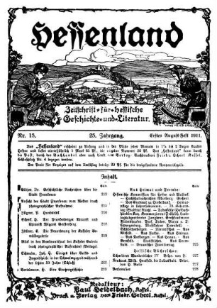 Nr. 15, Erstes August-Heft 1911