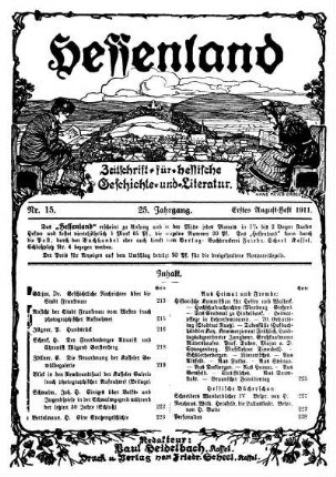 Nr. 15, Erstes August-Heft 1911