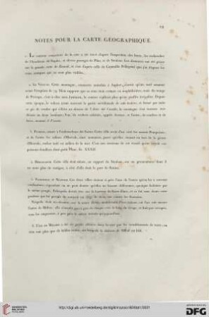 Notes pour la carte géographique