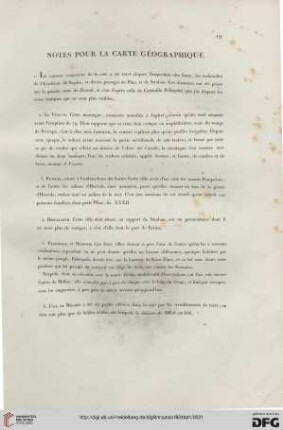 Notes pour la carte géographique