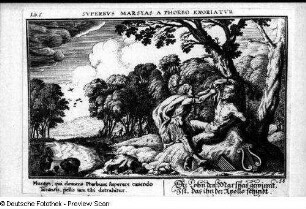 Marsyas. Lichtdruck nach Kupferstich aus "Metamorphosen des Ovid" (Buch 6, Folge 58)