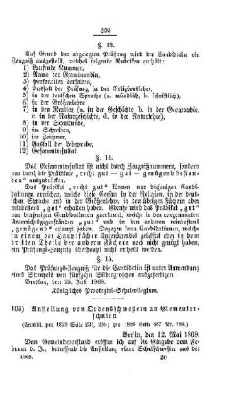 Anstellung von Ordensschwestern an Elementarschulen : [IV. Seminarien, Bildung der Lehrer und deren persönliche Verhältnisse]