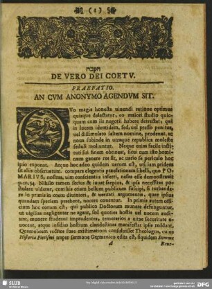 Praefatio. An Cum Anonymo Agendum Sit