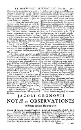 Jacobi Gronovii Notæ Et Observationes in librum tertium Herodoti.