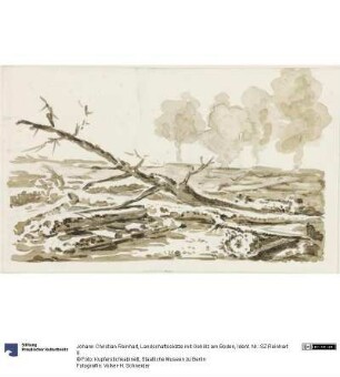 Landschaftsskizze mit Gehölz am Boden