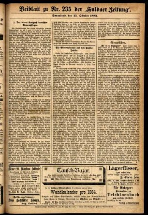 Ausgabe vom Samstag, den 13. Oktober 1883.