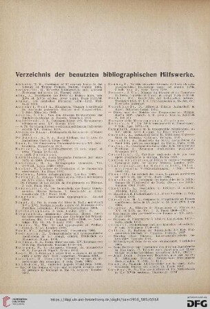 Verzeichnis der benutzten bibliographischen Hilfswerke
