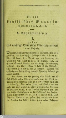 Ueber das wichtige Lausitzische Alterthümerwerk von Schultz