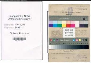 Entnazifizierung Hermann Etzkorn , geb. 12.01.1894 (Werkmeister)