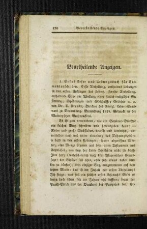 Beurtheilende Anzeigen